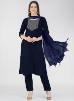 Cotton Royal Blue Daily Wear Embroidery Work Readymade Salwar Suit